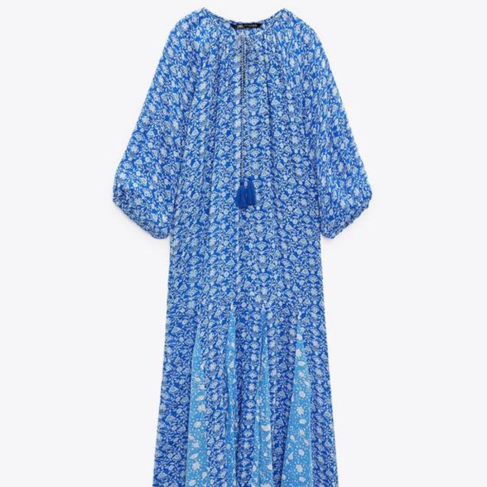 Zara, Dotted Mesh Printed Midi Dress, Size S
